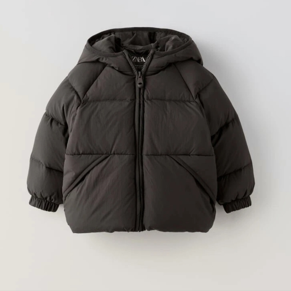 Zara Kids Black Hooded Puffer Coat
